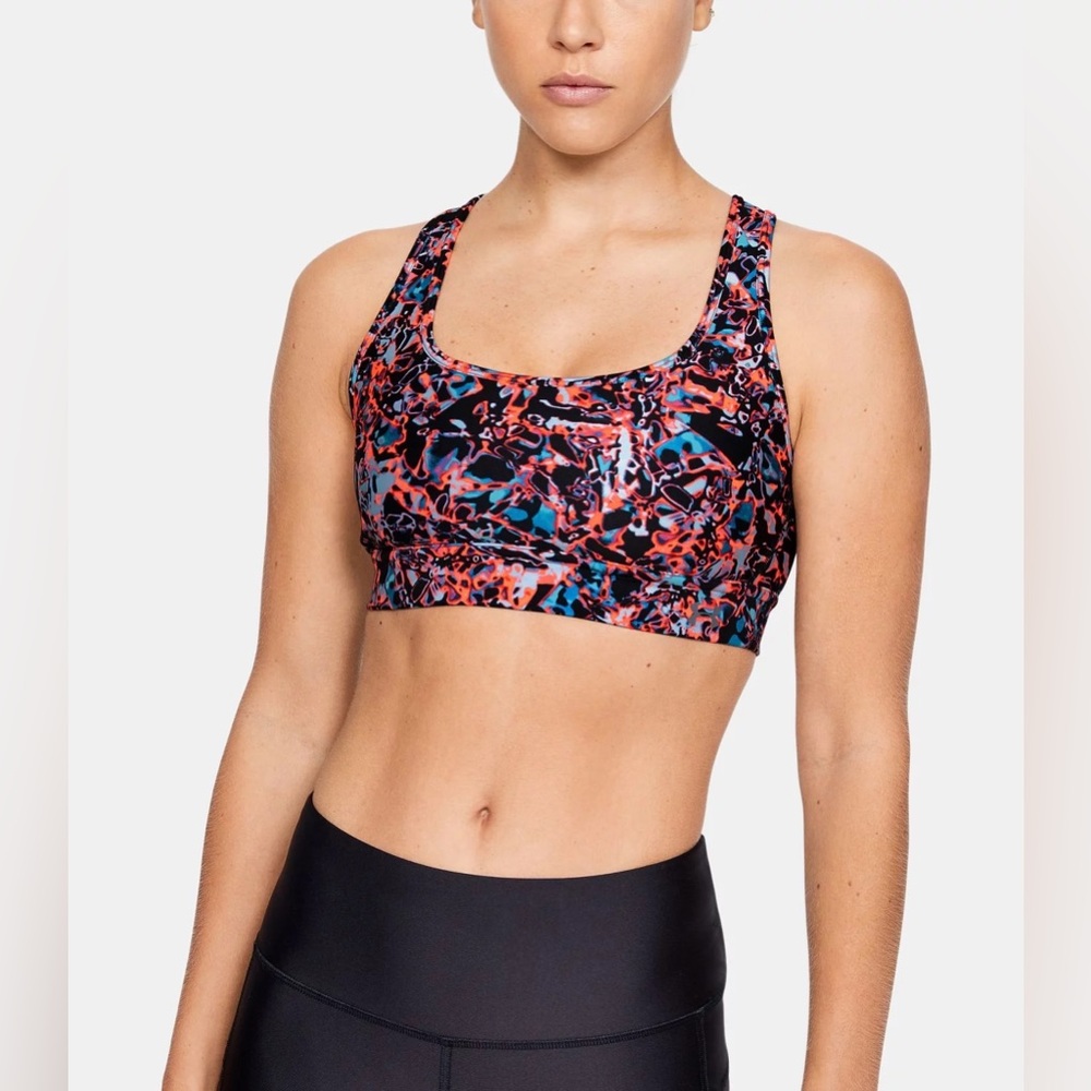 Under Armour Mid Crossback Print Mash Up Sports Bra - Small